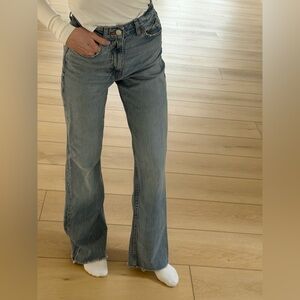 Zara TRF High rise wide leg jeans raw hem